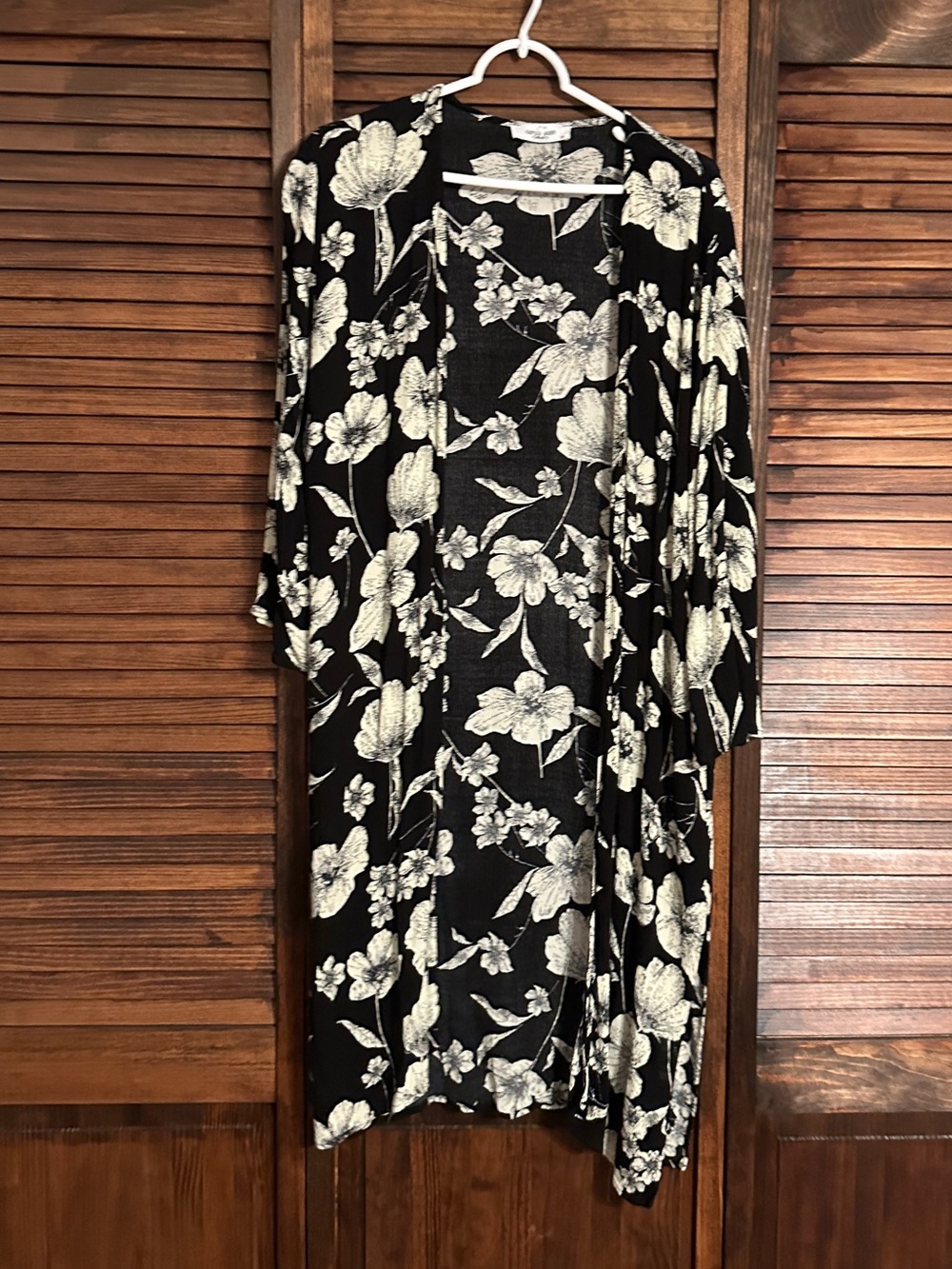 CJLA Lightweight Floral Duster Cardigan in Black- Women’s XS